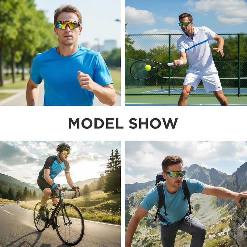 LOLOON Store Cycling Sunglasses for Men Women Youth, Wrap Around Sports Sunglasses for Running Climbing Bike Baseball Softball Golf - Image 2
